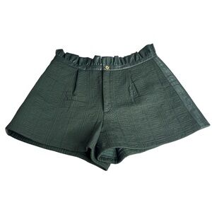 Emily McCarthy Green Jacquard High-Waisted Shorts Sz L